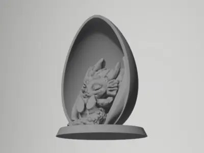 AcquaDragon Baby Sleeping inside an Egg 3D print model