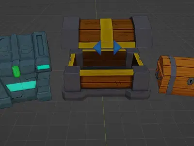 Cartoon Chests Free low-poly 3D model