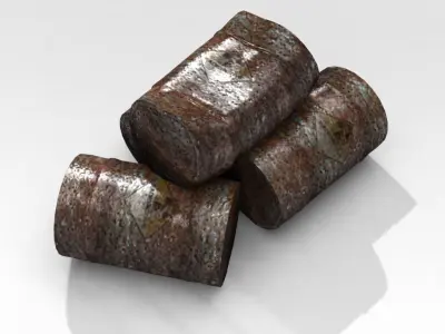 Barrels three rusty Free low-poly 3D model