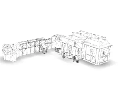 Fort modular Low-poly 3D model