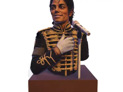 Realistic MJ PBR Pop King Performing Bust 3D print model