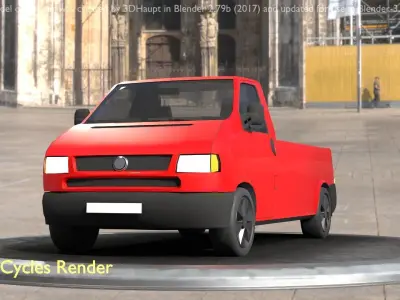 City Car 30 Commercial Pickup 3500 Type-C Red Low-poly 3D model