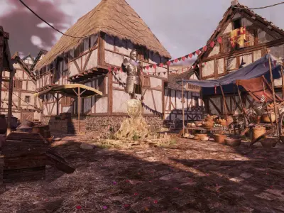 Medieval Village Environment-Camelot Low-poly 3D model