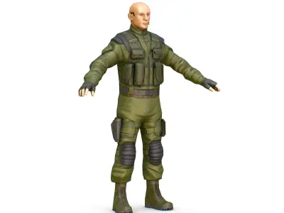 LowPoly 3d Man Military Solder Armor 3D Model Low-poly 3D model