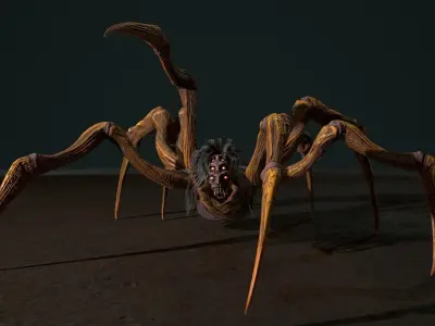 Spider 2 flying Low-poly 3D model