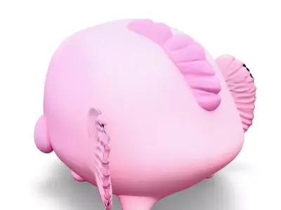 Cute Pink Cartoon Fish Low-poly 3D model