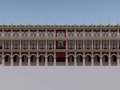 Palace building with columns and arches 3D model