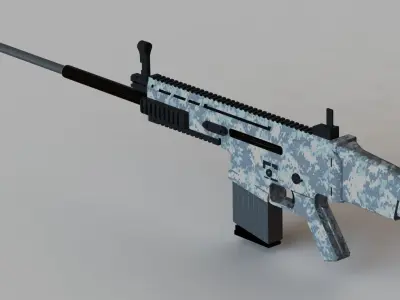 SCAR H Assault Rifle Free 3D model