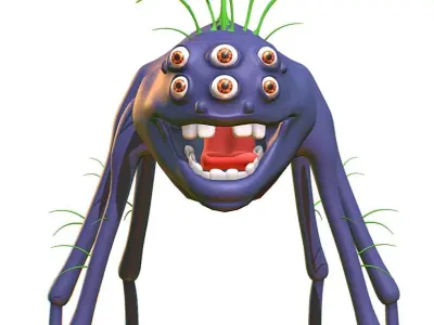 Hi-Poly Subdivision 3D Model Spider Low-poly 3D model