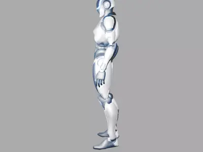 Sci Fi Black White Robot Low-poly 3D model