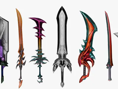 15 Stylized Sword Models Pack 1 - Low Poly Low-poly 3D model