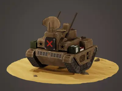 stylized anti-aircraft vehicle Low-poly 3D model