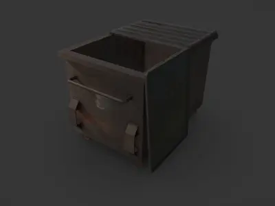 Old Industrial Dumpster Bin Rusted Low-poly 3D model