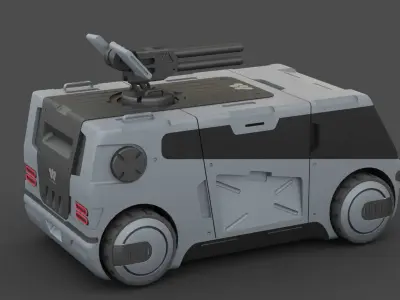 SCIFI MILITARY TRUCK RIGGED 3D model
