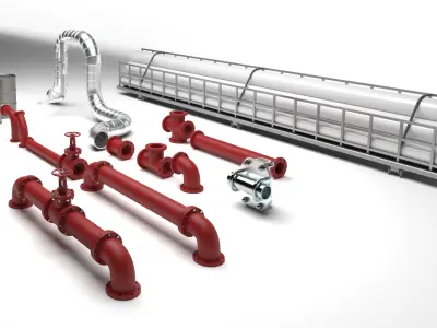 Industrial Pipes Collection High Quality 3D model