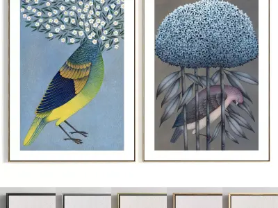 Plaster Two Photo Frame 401 Low-poly 3D model