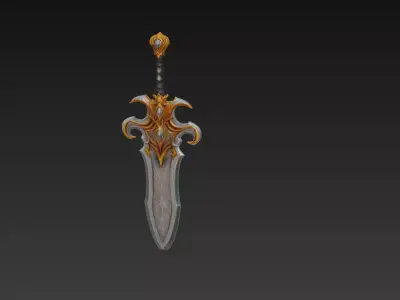 Jewel Encrusted Fantasy Sword - Low Poly Stylized 3D Weapon Low-poly 3D model