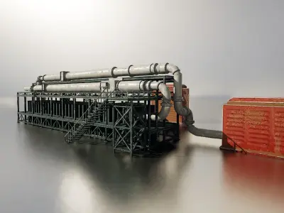 Modular factory Low-poly 3D model