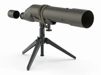Military Observation Scope M49 with Tripod Green 3D model