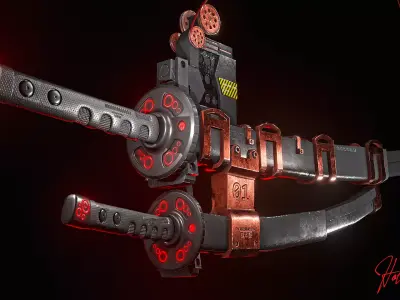 KAT225 samurai sword with lights 3D model