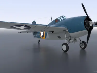 F4F-4 9-GF-7 - Not rigged Low-poly 3D model