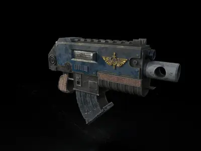 Boltgun gun from warhammer universe Low-poly 3D model