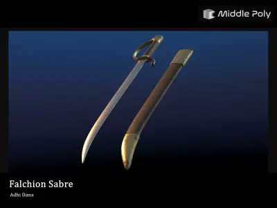 Falchion Sabre Low-poly 3D model