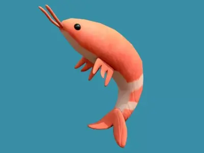 Shrimp Toy Low-poly 3D model