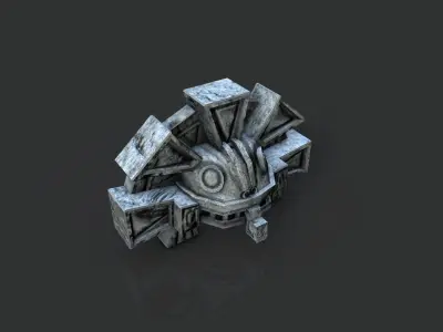 Aztec stone head snake detail Low-poly 3D model