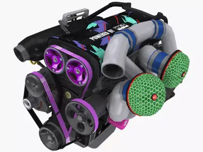 Nissan RB26 DETT by HKS engine Low-poly 3D model