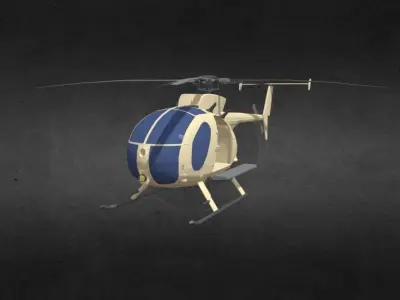 MH-6 helicopter Low-poly 3D model
