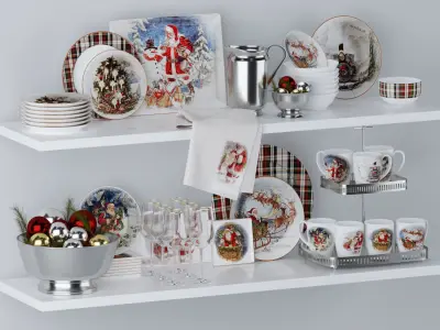 Christmas Decorative set 3D model 5