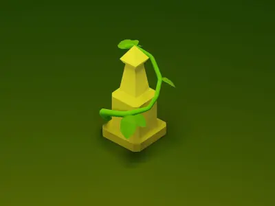 Graveyard set Low-poly 3D model