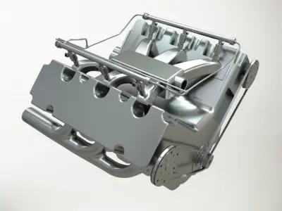 V6 Car Engine - Fully Rigged and Animated 3D model