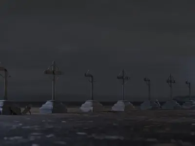 Hand Sculpted cemetery gravestones part 10 Low-poly 3D model