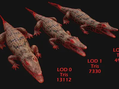 Reptile Crocodile Varan Iguana Low-poly 3D model