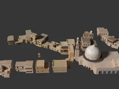 ancient arabian buildings Low-poly 3D model