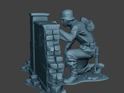 German soldier ww2 cover down G5 3D print model