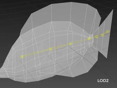 Yellow Angel Fish Low-poly 3D model