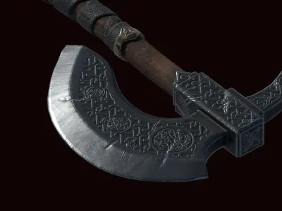 two-handed medieval axe 3D model