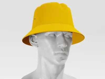 Bucket Hat - Yellow PBR 4K Low-poly 3D model