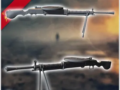 Degtyaryov DP-27 LMG light machine gun 10 - Soviet army WW2 Seco 3D print model