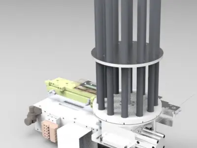 Pneumatic division rotary feeding mechanism 3D model