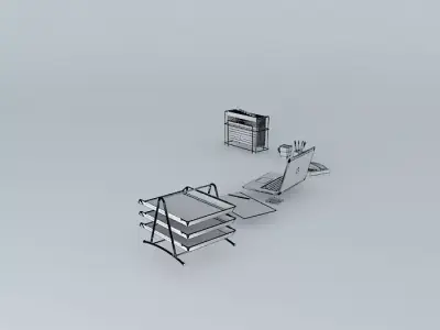 Office work objects Free 3D model