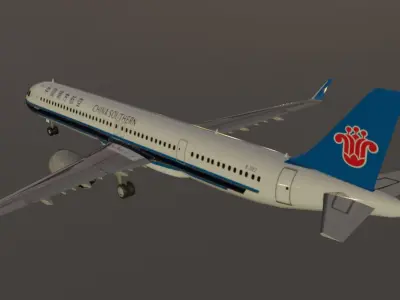 China southern airbus a321neo low poly model with cockpit Low-poly 3D model