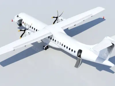ATR 72 600 static Lowpoly Blank airport model doors  Low-poly 3D model