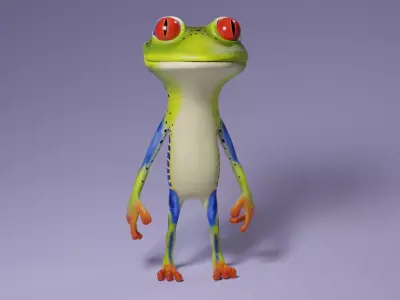Toon Humanoid Frog Free low-poly 3D model