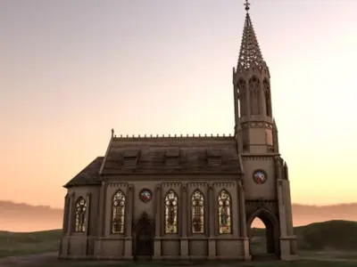 3D Church Model at sunset 3D model