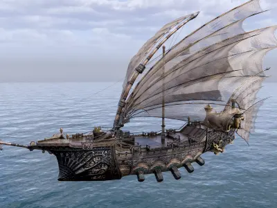 Fantasy Flying Ship 3D model