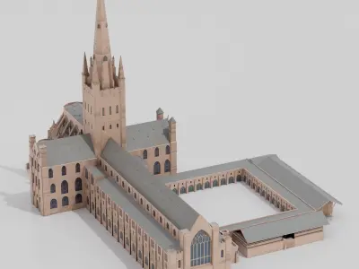 Norwich Cathedral Low-poly 3D model